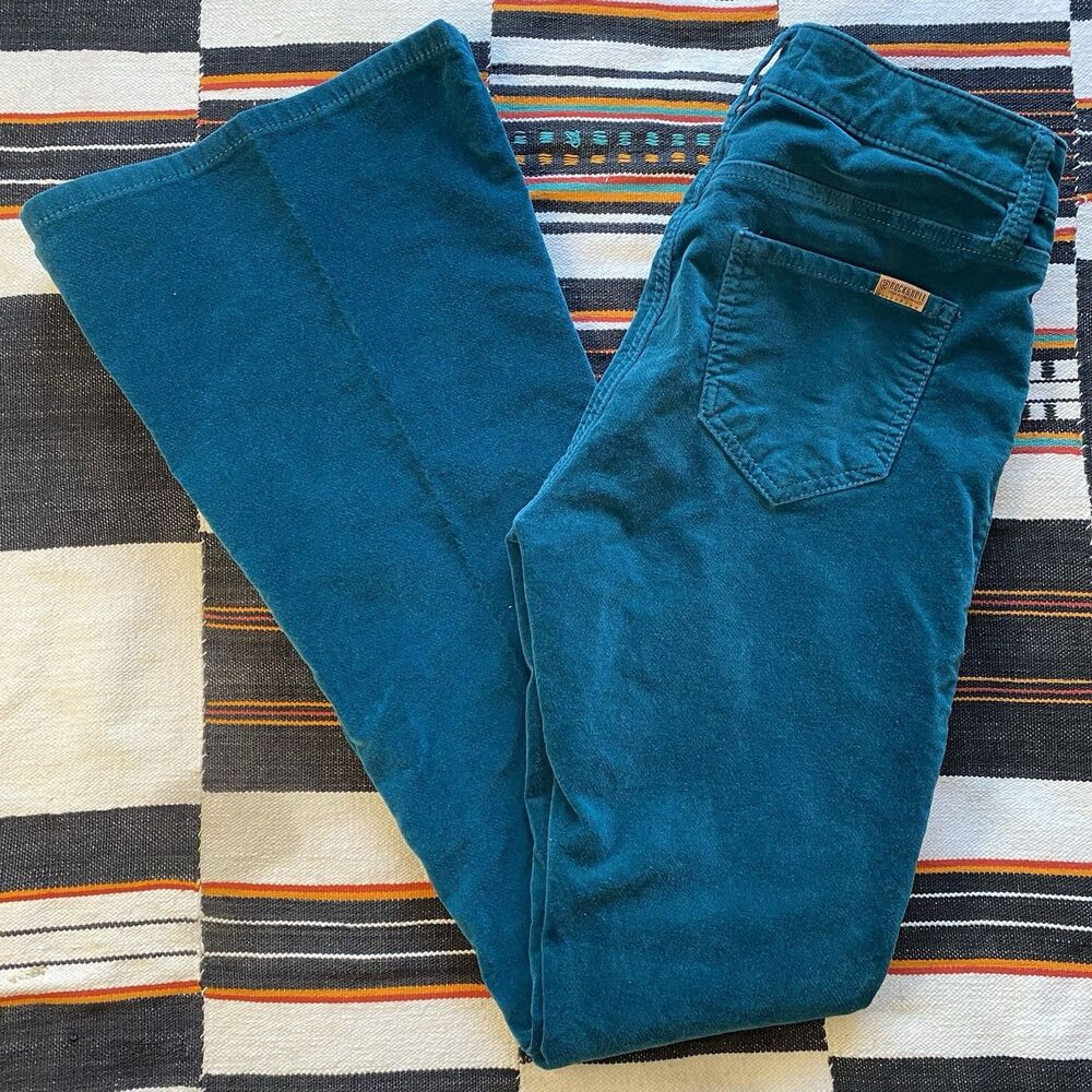Rock And Roll Denim Velvet Bell Bottom Pants. Sapphire. Size 27/33. Festival.